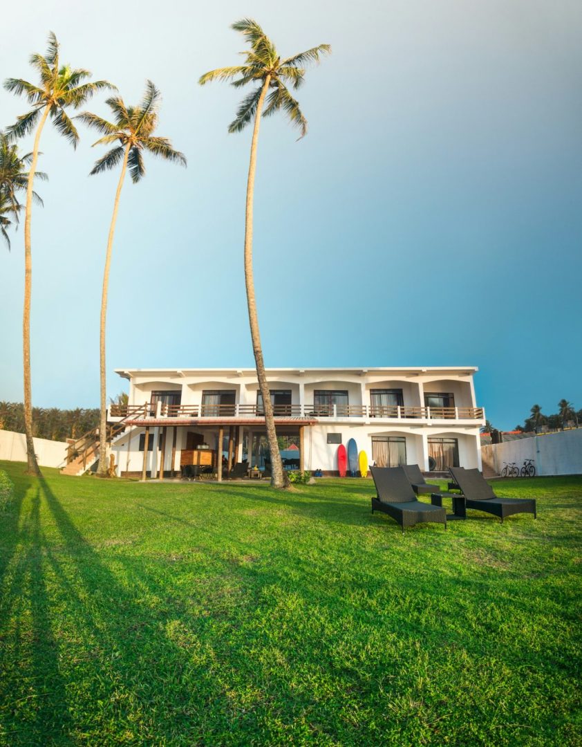 Luxury Exterior Design Hotel Villa on green lawn