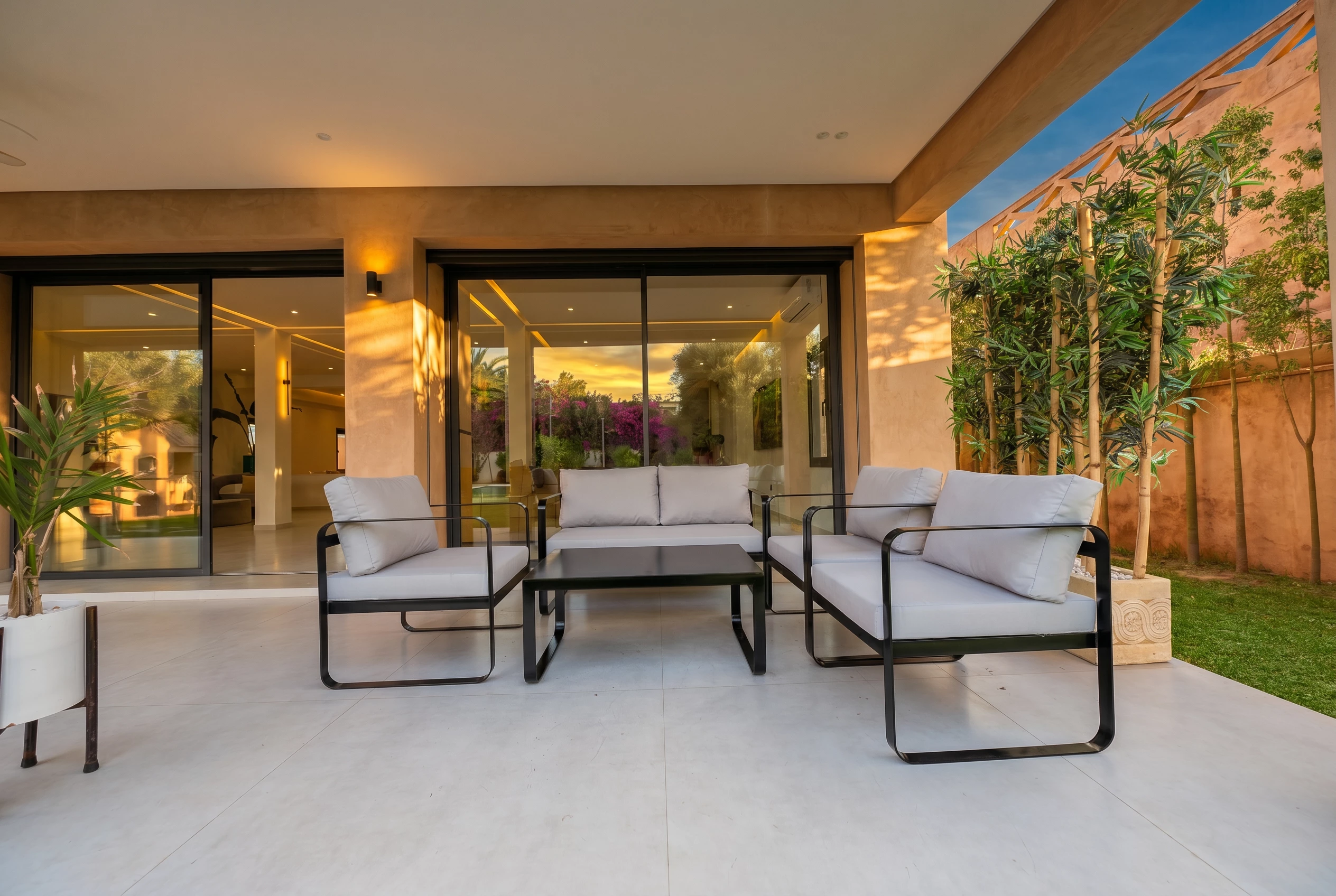 external shot of a modern villa with porch